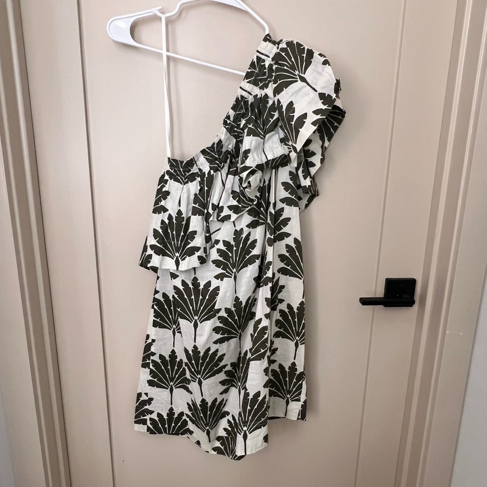 LOFT One-Shoulder Ruffle Blouse - Black and White
